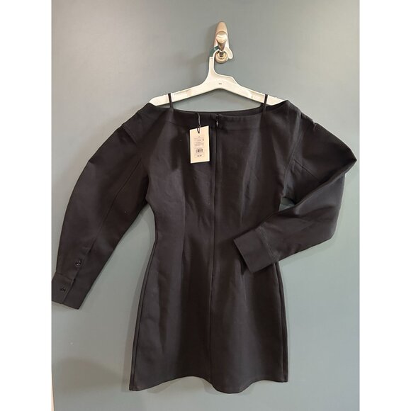 NWT Women's Size 2 'The Boatneck Mini Dress' Black Off-The-Shoulder Fitted Dress - Picture 1 of 7
